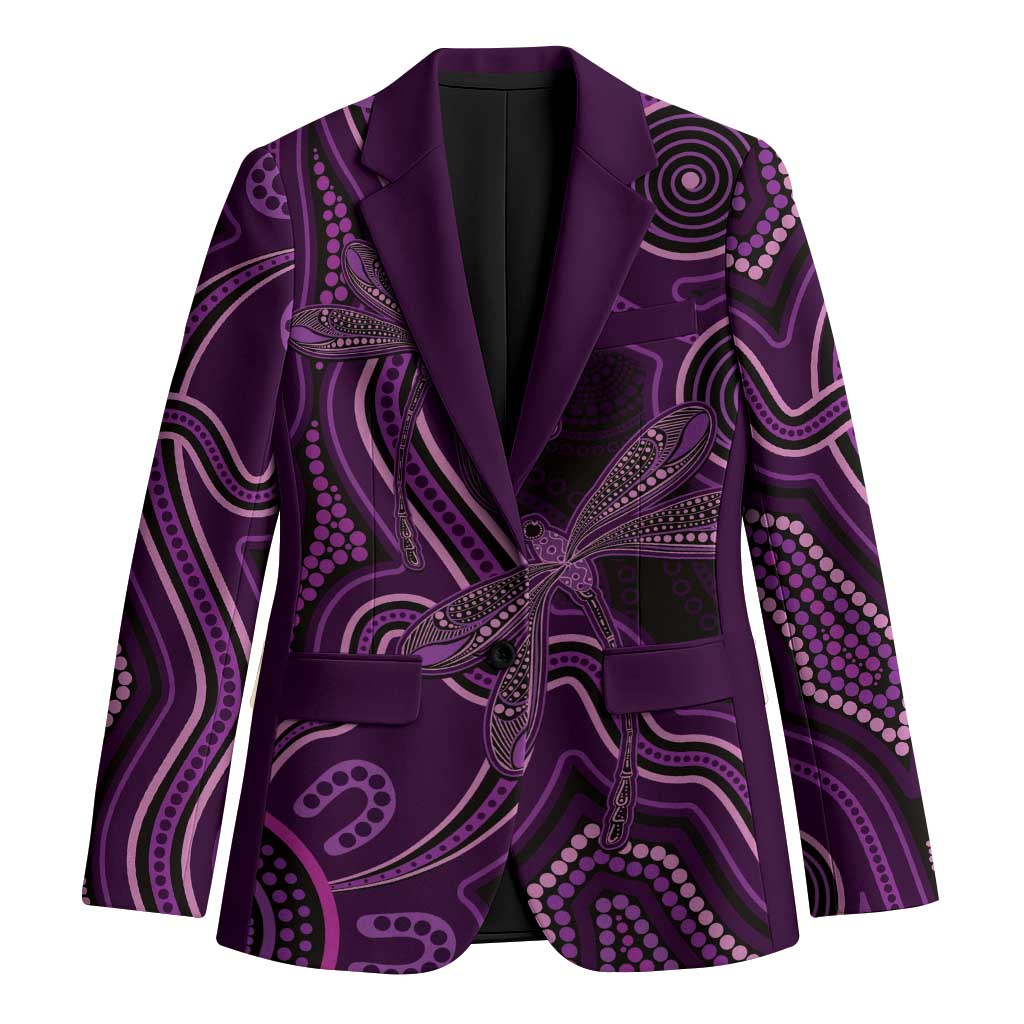 Purple Indigenous Dragonfly Australia Blazer Aboriginal Art - Aussie Hoodie