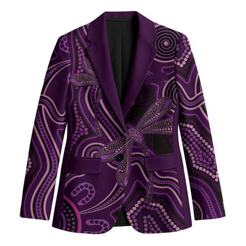 Purple Indigenous Dragonfly Australia Blazer Aboriginal Art - Aussie Hoodie