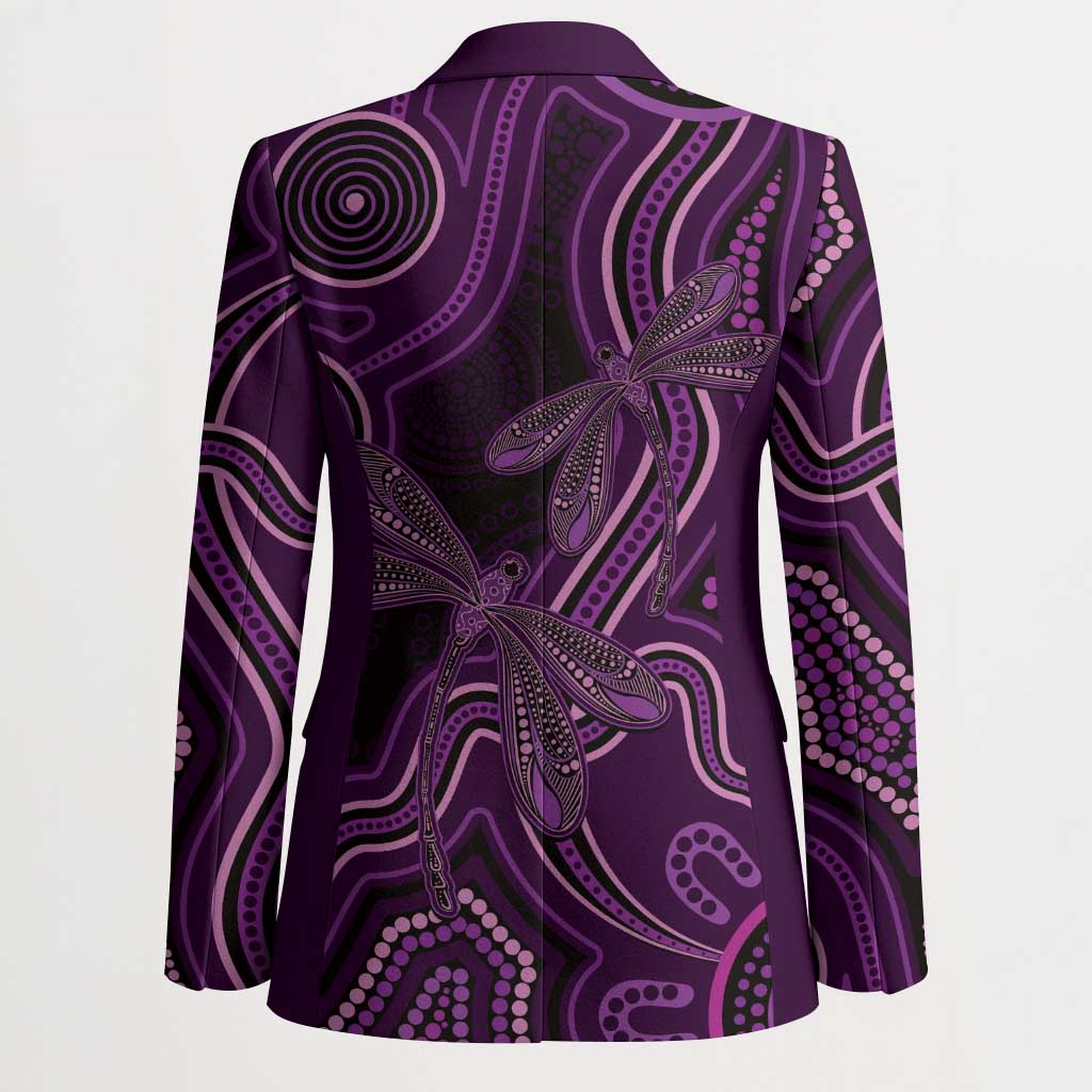 Purple Indigenous Dragonfly Australia Blazer Aboriginal Art - Aussie Hoodie