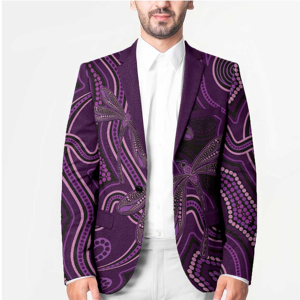 Purple Indigenous Dragonfly Australia Blazer Aboriginal Art - Aussie Hoodie