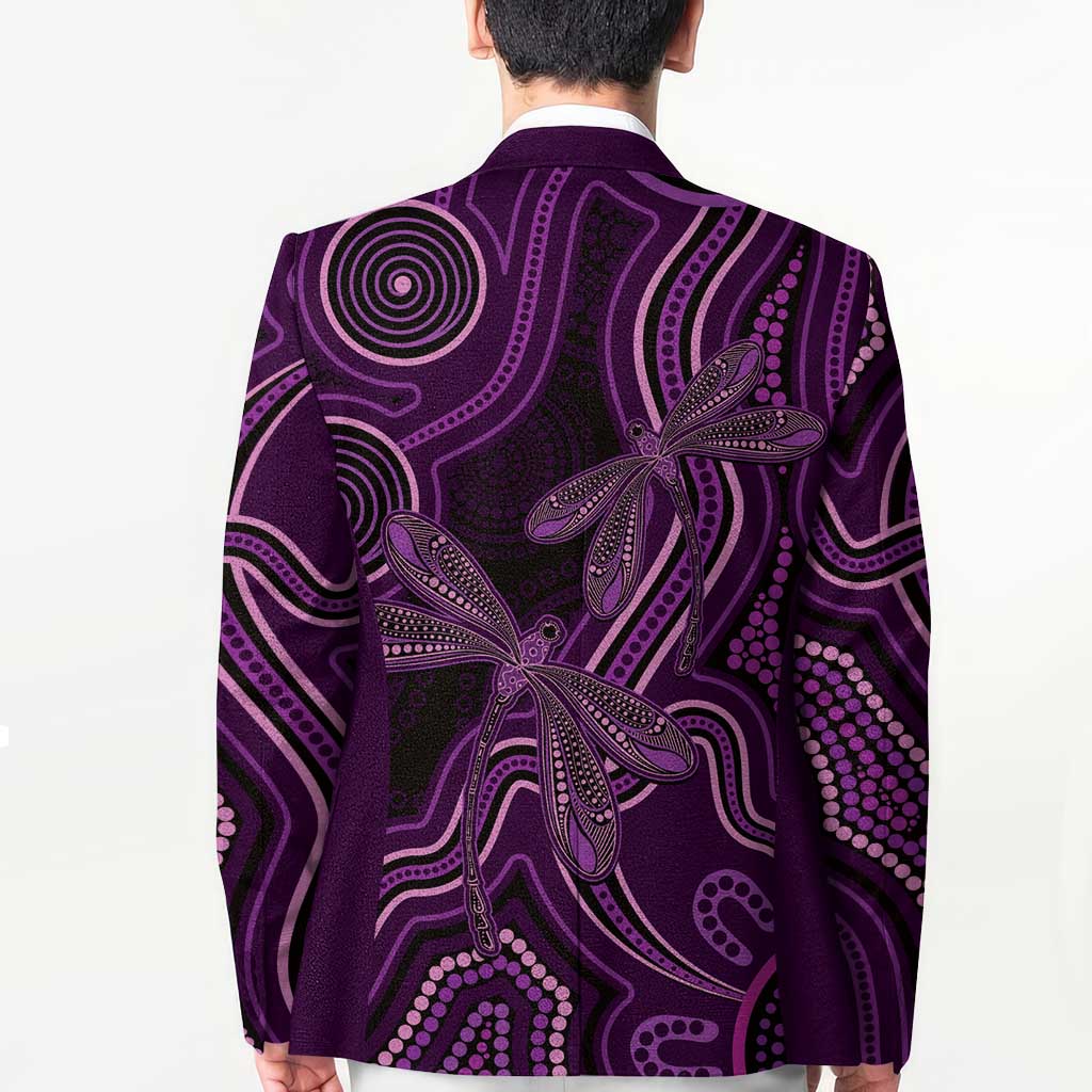 Purple Indigenous Dragonfly Australia Blazer Aboriginal Art - Aussie Hoodie
