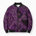 Purple Indigenous Dragonfly Australia Bomber Puffer Jacket Aboriginal Art - Aussie Hoodie