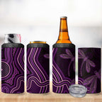 Purple Indigenous Dragonfly Australia 4 in 1 Can Cooler Tumbler Aboriginal Art - Aussie Hoodie