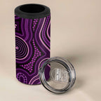 Purple Indigenous Dragonfly Australia 4 in 1 Can Cooler Tumbler Aboriginal Art - Aussie Hoodie