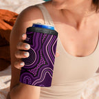 Purple Indigenous Dragonfly Australia 4 in 1 Can Cooler Tumbler Aboriginal Art - Aussie Hoodie