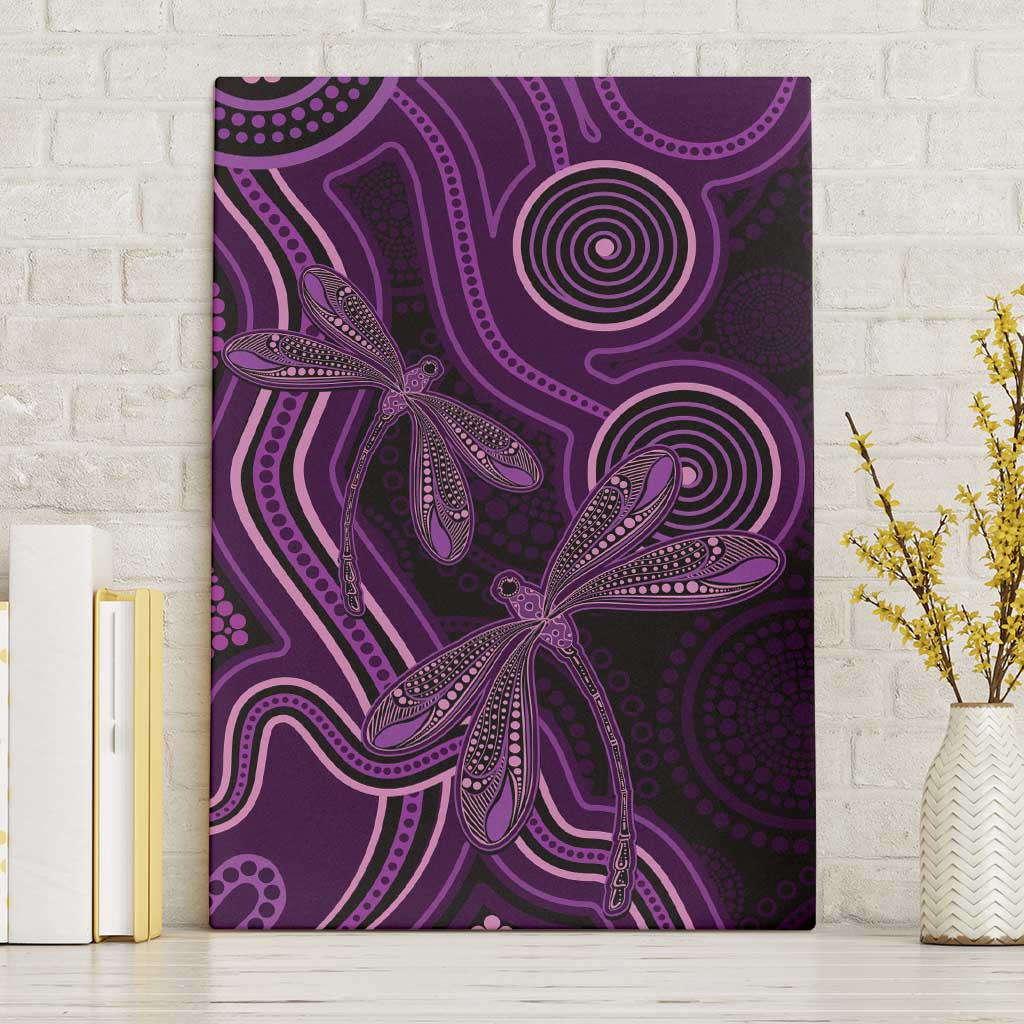 Purple Indigenous Dragonfly Australia Canvas Wall Art Aboriginal Art - Aussie Hoodie