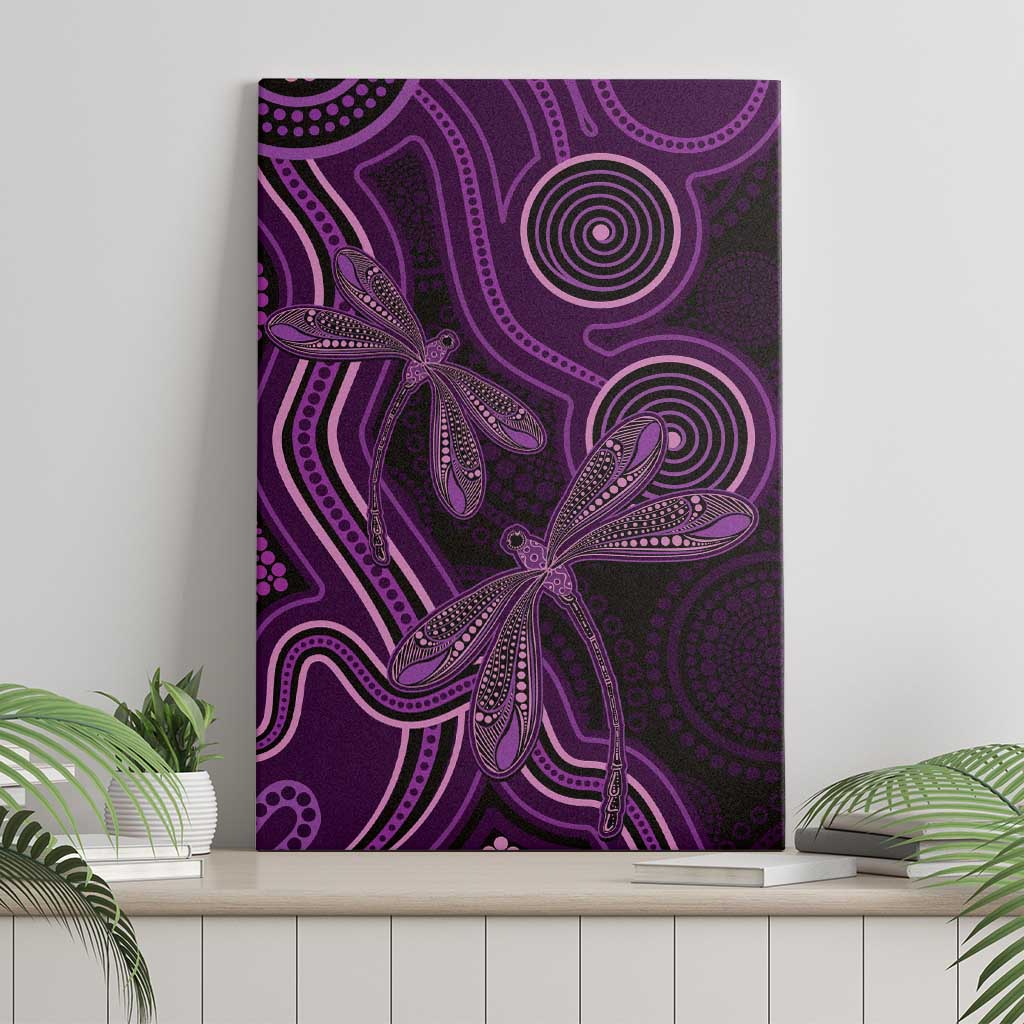 Purple Indigenous Dragonfly Australia Canvas Wall Art Aboriginal Art - Aussie Hoodie
