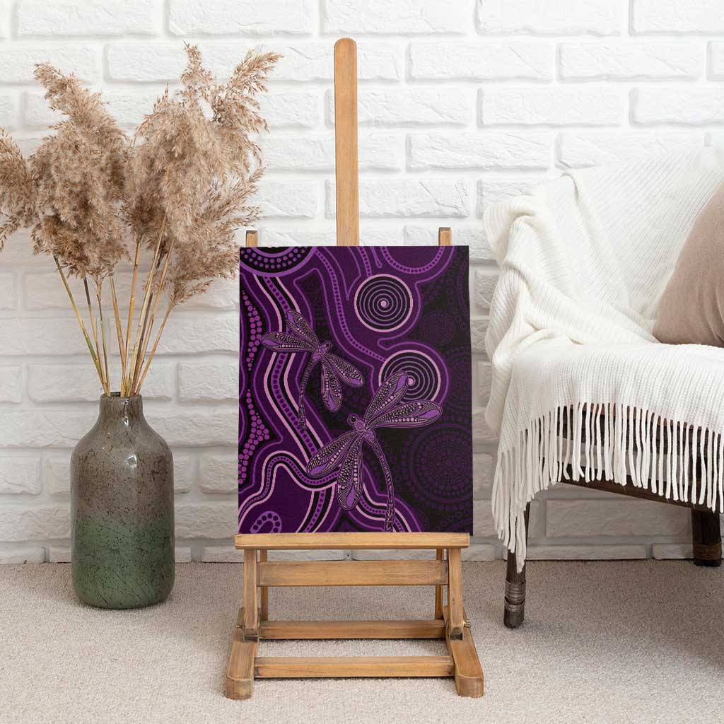 Purple Indigenous Dragonfly Australia Canvas Wall Art Aboriginal Art - Aussie Hoodie