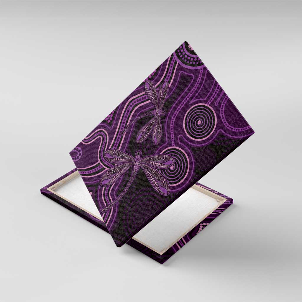 Purple Indigenous Dragonfly Australia Canvas Wall Art Aboriginal Art - Aussie Hoodie