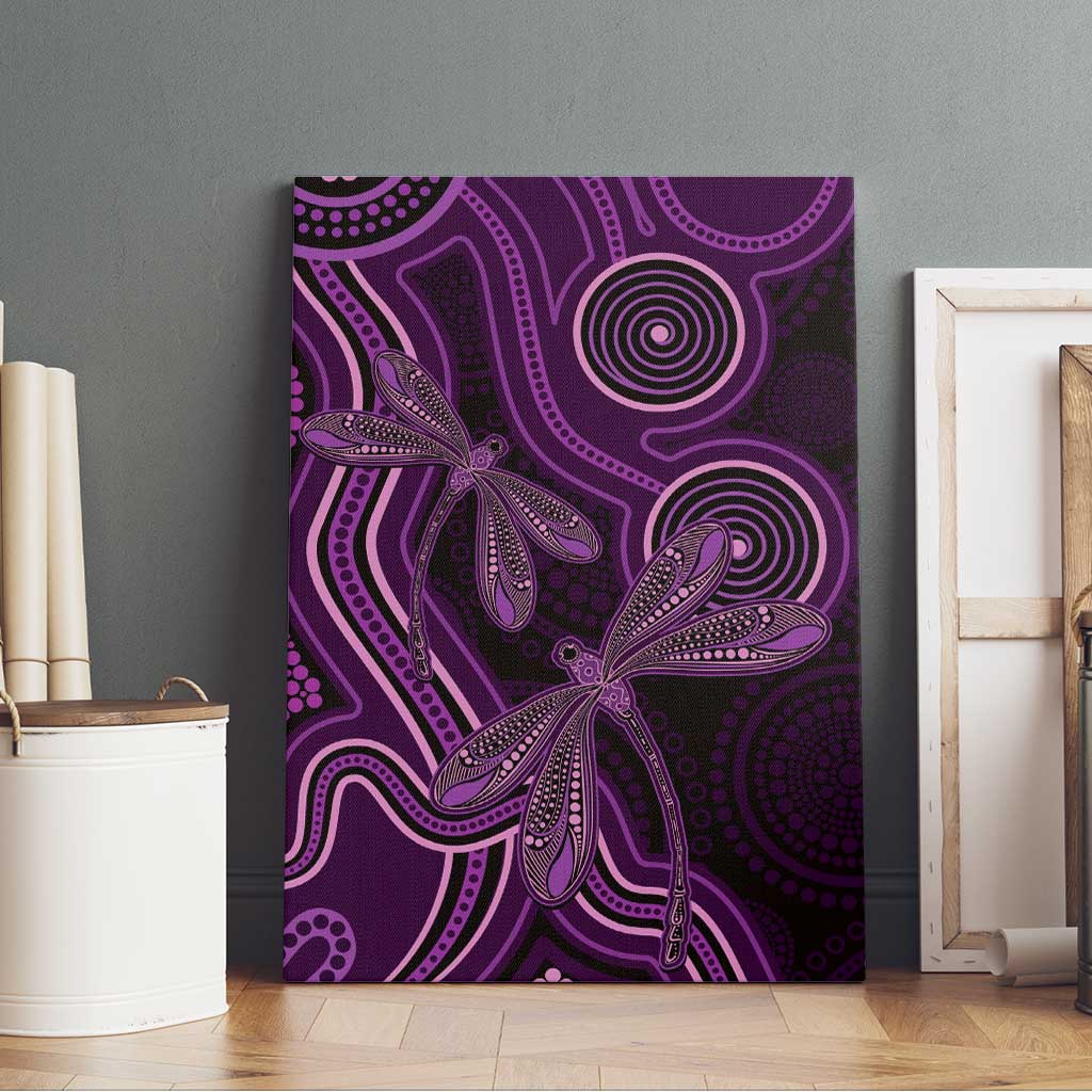 Purple Indigenous Dragonfly Australia Canvas Wall Art Aboriginal Art - Aussie Hoodie