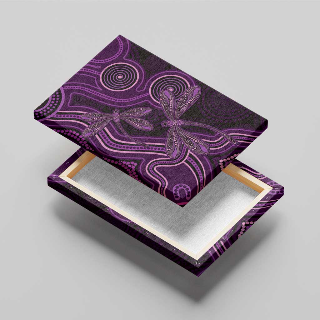 Purple Indigenous Dragonfly Australia Canvas Wall Art Aboriginal Art - Aussie Hoodie