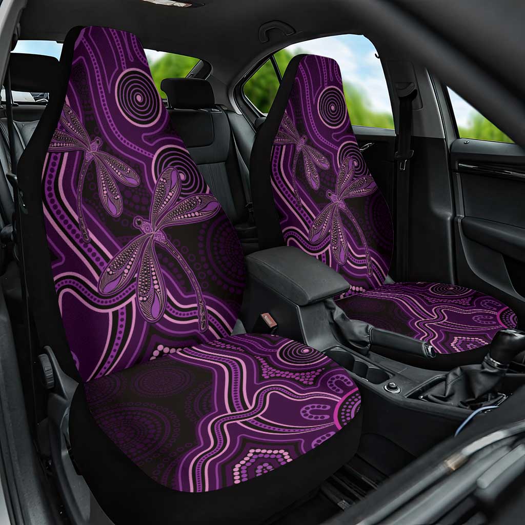 Purple Indigenous Dragonfly Australia Car Seat Cover Aboriginal Art - Aussie Hoodie