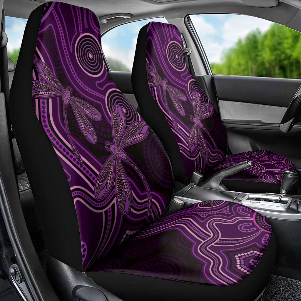 Purple Indigenous Dragonfly Australia Car Seat Cover Aboriginal Art - Aussie Hoodie
