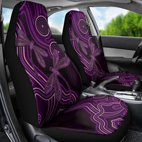 Purple Indigenous Dragonfly Australia Car Seat Cover Aboriginal Art - Aussie Hoodie