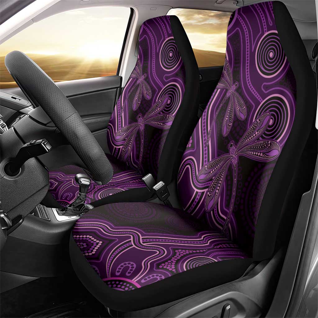 Purple Indigenous Dragonfly Australia Car Seat Cover Aboriginal Art - Aussie Hoodie