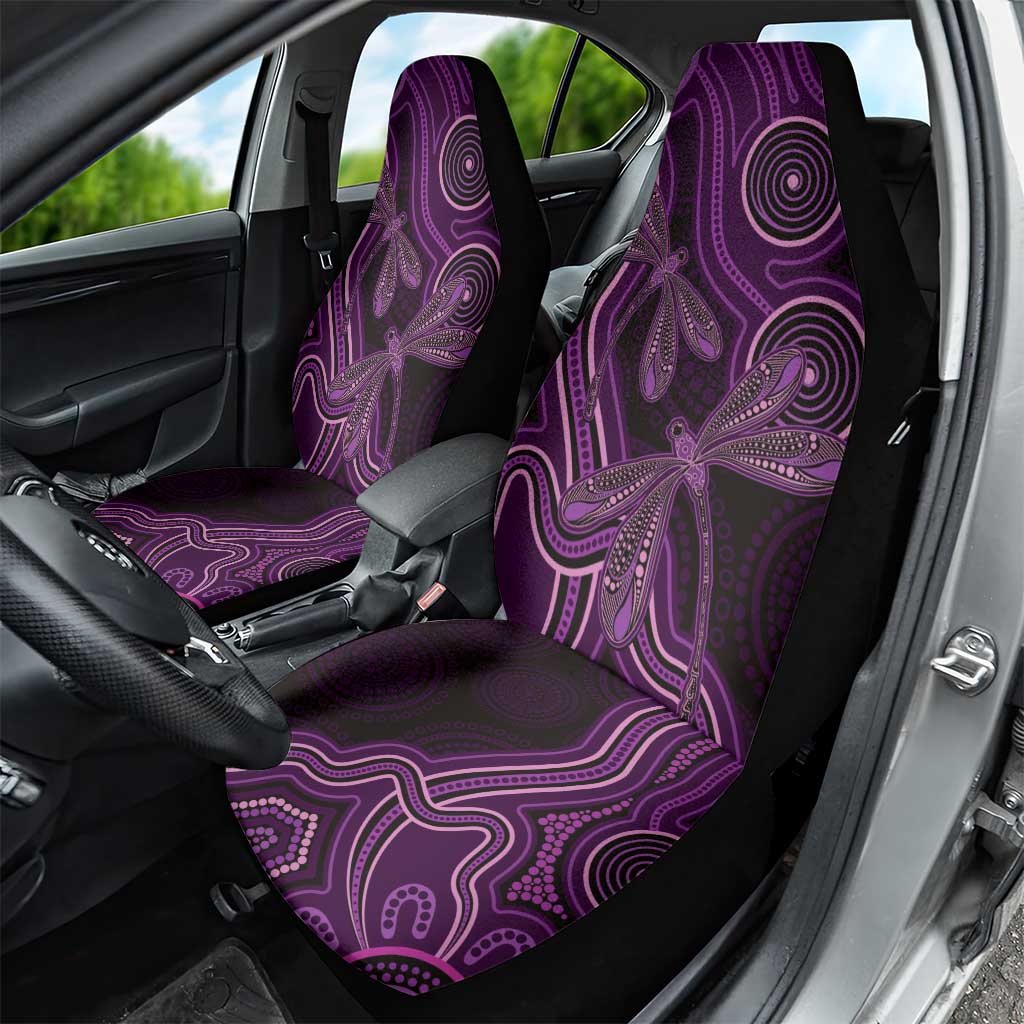 Purple Indigenous Dragonfly Australia Car Seat Cover Aboriginal Art - Aussie Hoodie