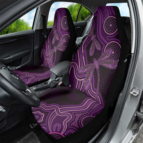 Purple Indigenous Dragonfly Australia Car Seat Cover Aboriginal Art - Aussie Hoodie