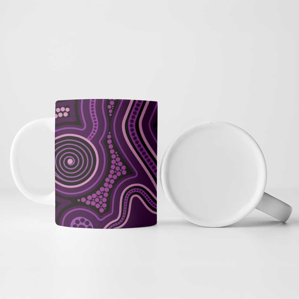 Purple Indigenous Dragonfly Australia Ceramic Mug Aboriginal Art - Aussie Hoodie