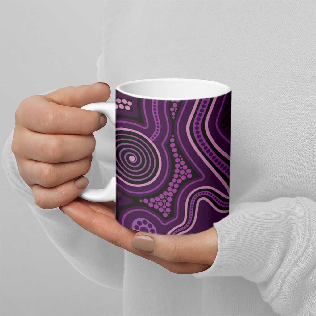 Purple Indigenous Dragonfly Australia Ceramic Mug Aboriginal Art - Aussie Hoodie