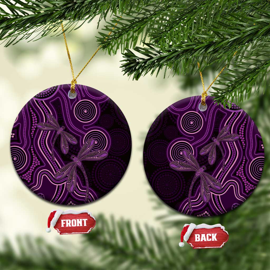 Purple Indigenous Dragonfly Australia Ceramic Ornament Aboriginal Art - Aussie Hoodie