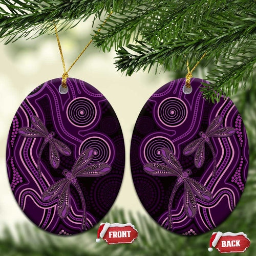 Purple Indigenous Dragonfly Australia Ceramic Ornament Aboriginal Art - Aussie Hoodie