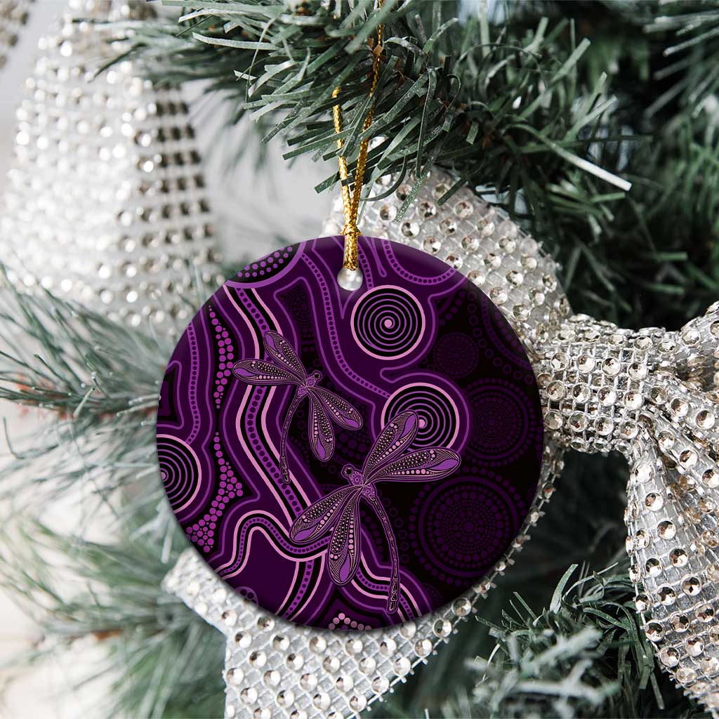 Purple Indigenous Dragonfly Australia Ceramic Ornament Aboriginal Art - Aussie Hoodie