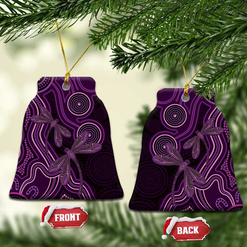 Purple Indigenous Dragonfly Australia Ceramic Ornament Aboriginal Art - Aussie Hoodie