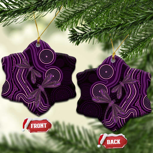 Purple Indigenous Dragonfly Australia Ceramic Ornament Aboriginal Art - Aussie Hoodie