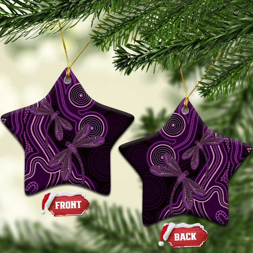 Purple Indigenous Dragonfly Australia Ceramic Ornament Aboriginal Art - Aussie Hoodie