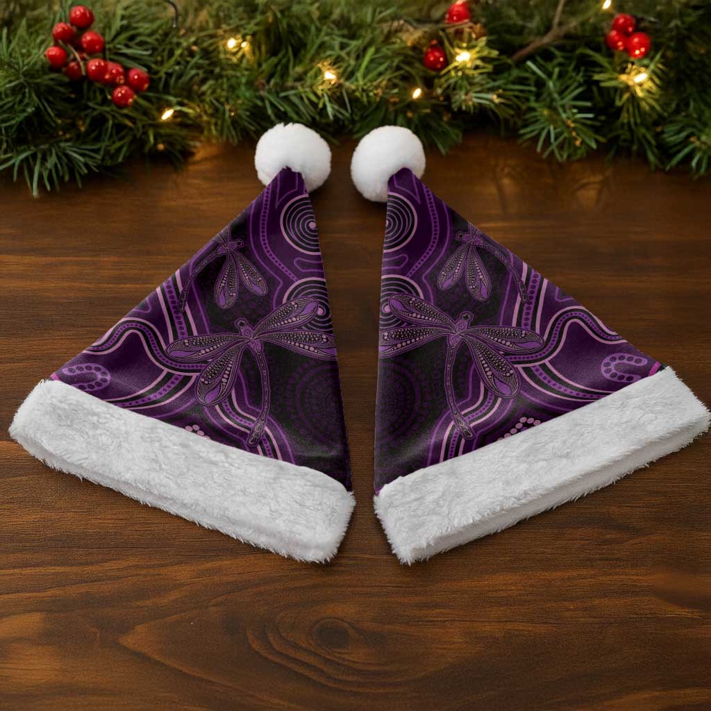 Purple Indigenous Dragonfly Australia Christmas Santa Hat Aboriginal Art - Aussie Hoodie