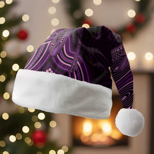 Purple Indigenous Dragonfly Australia Christmas Santa Hat Aboriginal Art - Aussie Hoodie