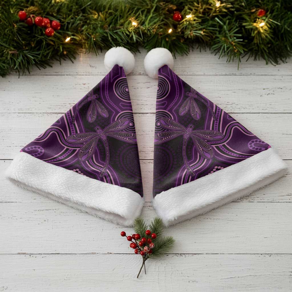 Purple Indigenous Dragonfly Australia Christmas Santa Hat Aboriginal Art - Aussie Hoodie