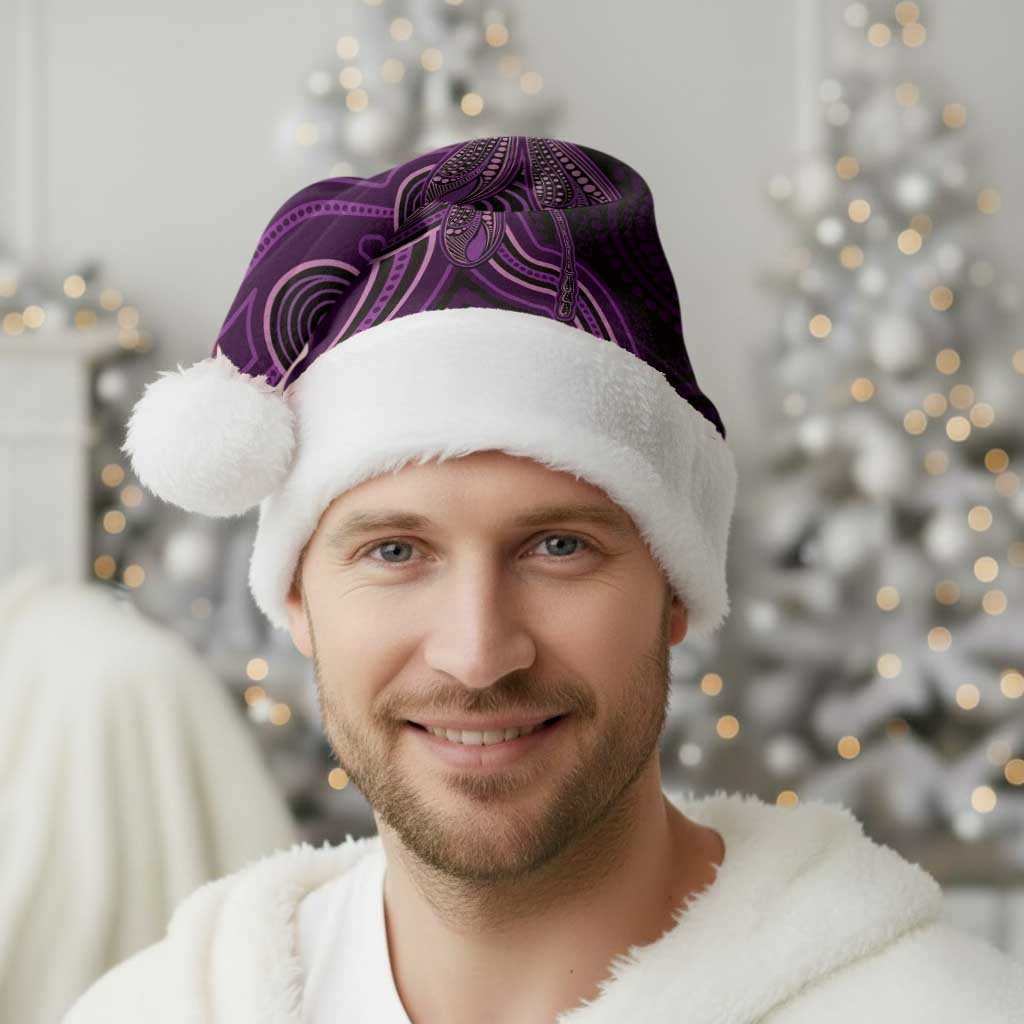 Purple Indigenous Dragonfly Australia Christmas Santa Hat Aboriginal Art - Aussie Hoodie