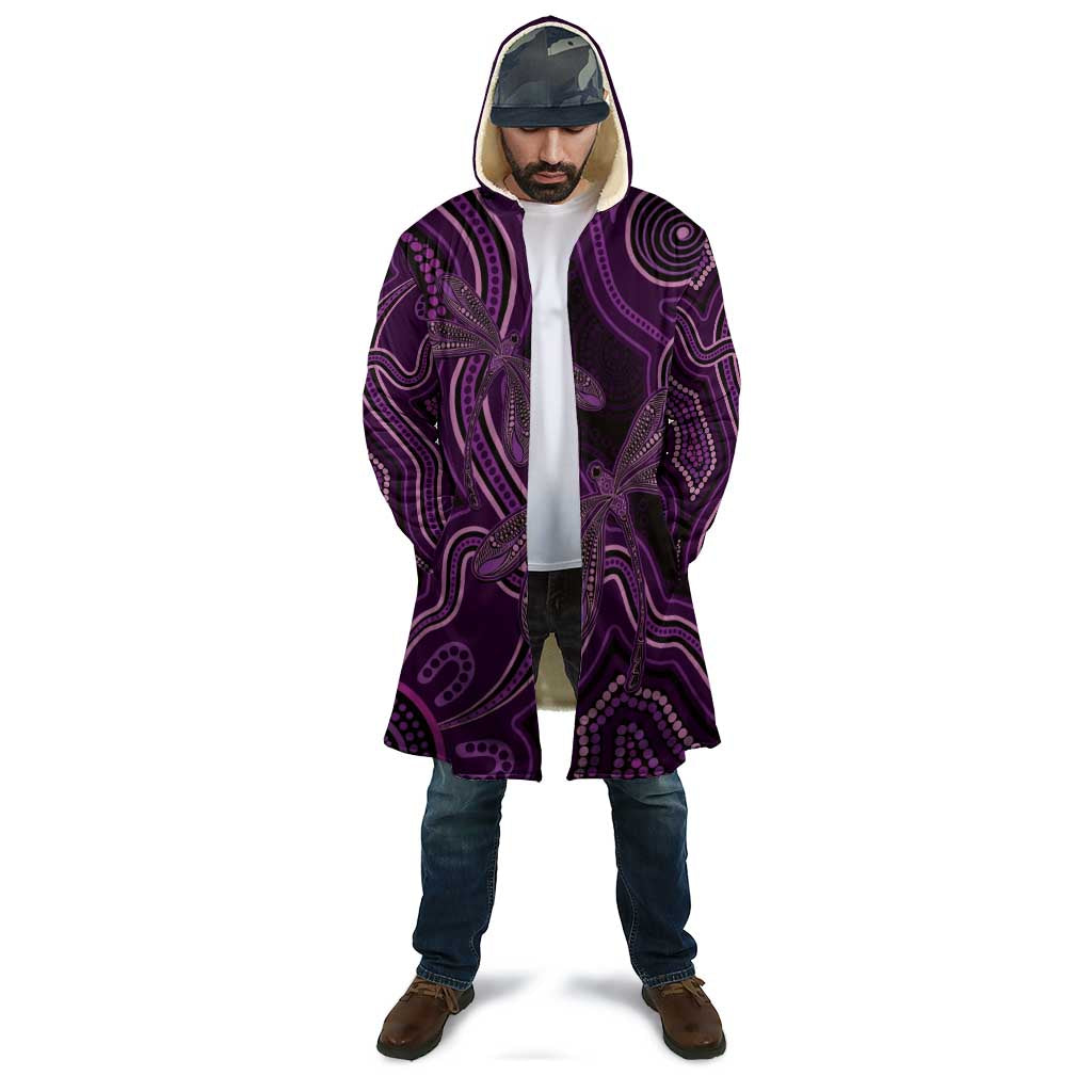 Purple Indigenous Dragonfly Australia Cloak Aboriginal Art - Aussie Hoodie
