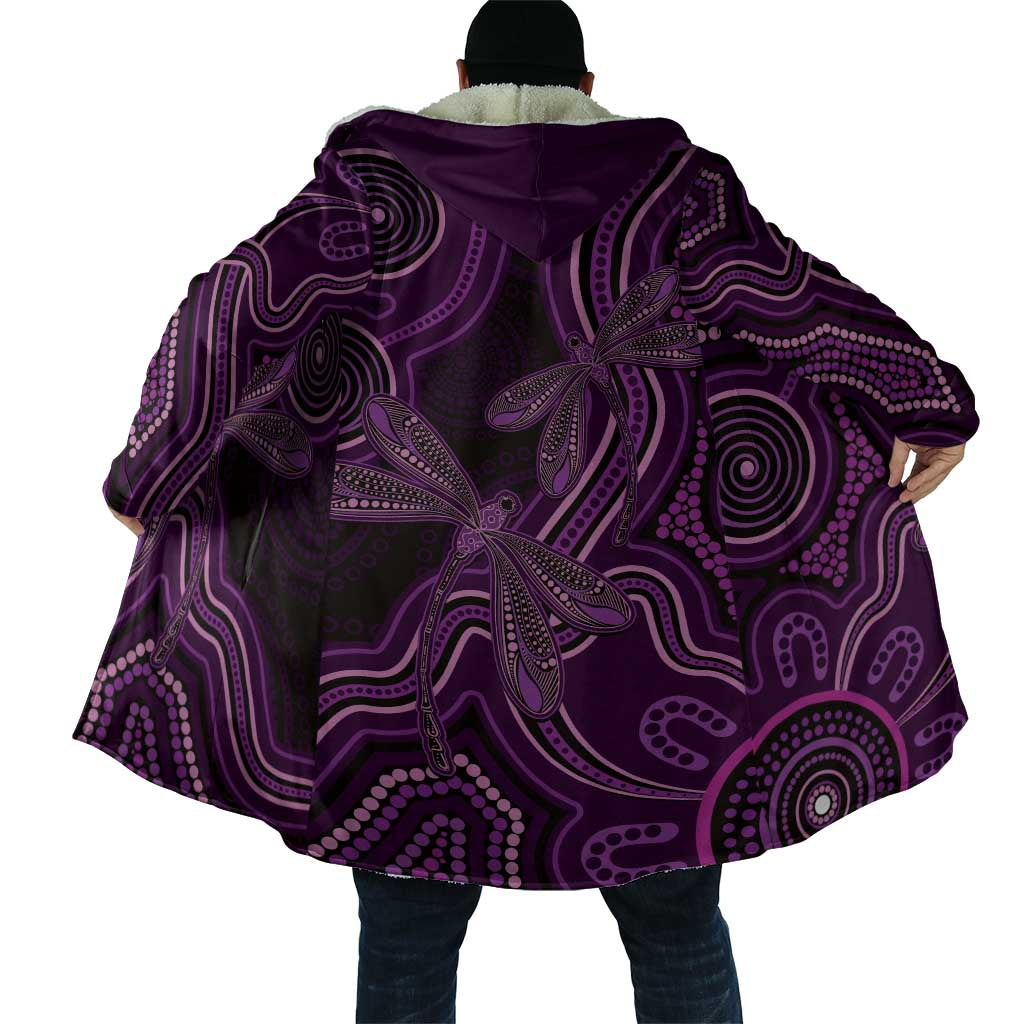 Purple Indigenous Dragonfly Australia Cloak Aboriginal Art - Aussie Hoodie
