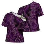 Purple Indigenous Dragonfly Australia Cross Shoulder Shirt Aboriginal Art - Aussie Hoodie