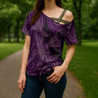 Purple Indigenous Dragonfly Australia Cross Shoulder Shirt Aboriginal Art - Aussie Hoodie