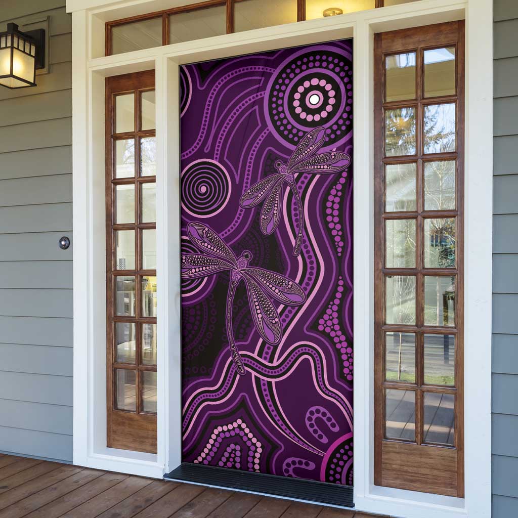 Purple Indigenous Dragonfly Australia Door Cover Aboriginal Art - Aussie Hoodie
