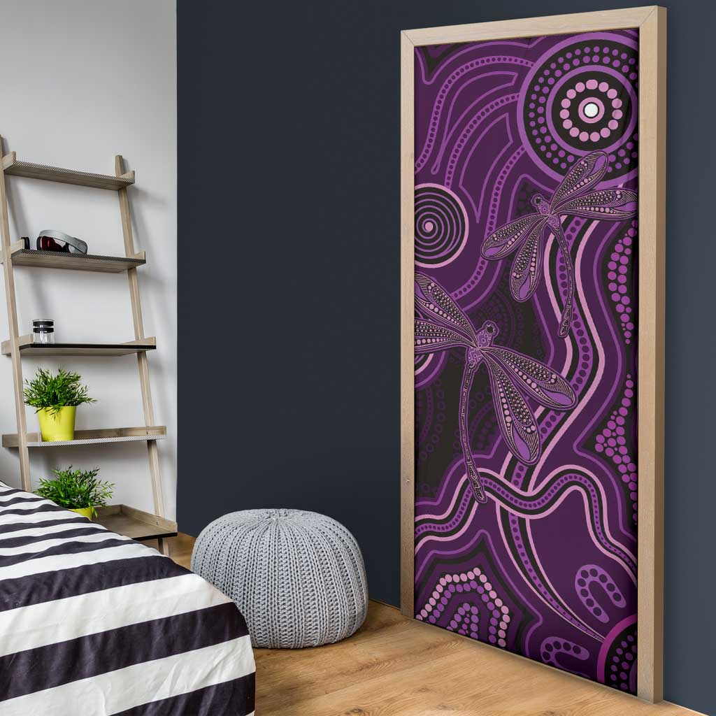 Purple Indigenous Dragonfly Australia Door Cover Aboriginal Art - Aussie Hoodie