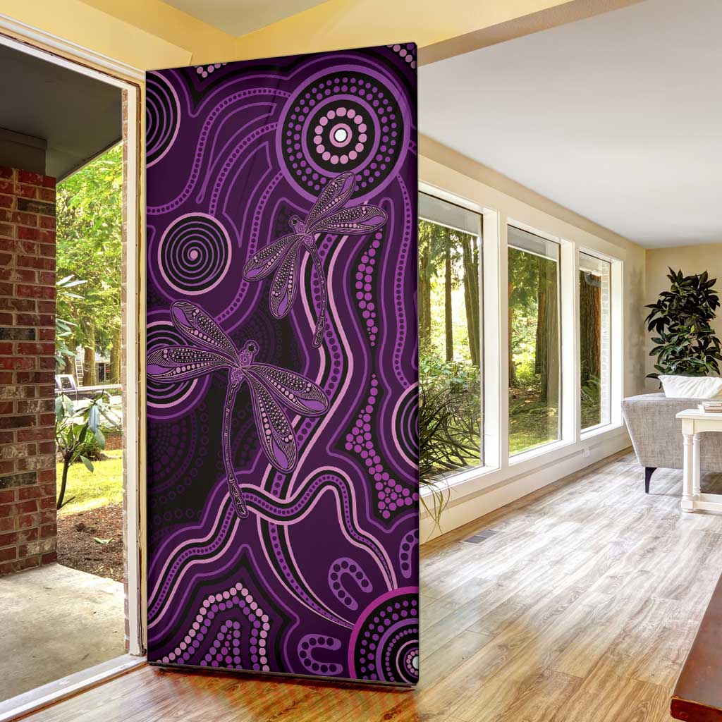 Purple Indigenous Dragonfly Australia Door Cover Aboriginal Art - Aussie Hoodie