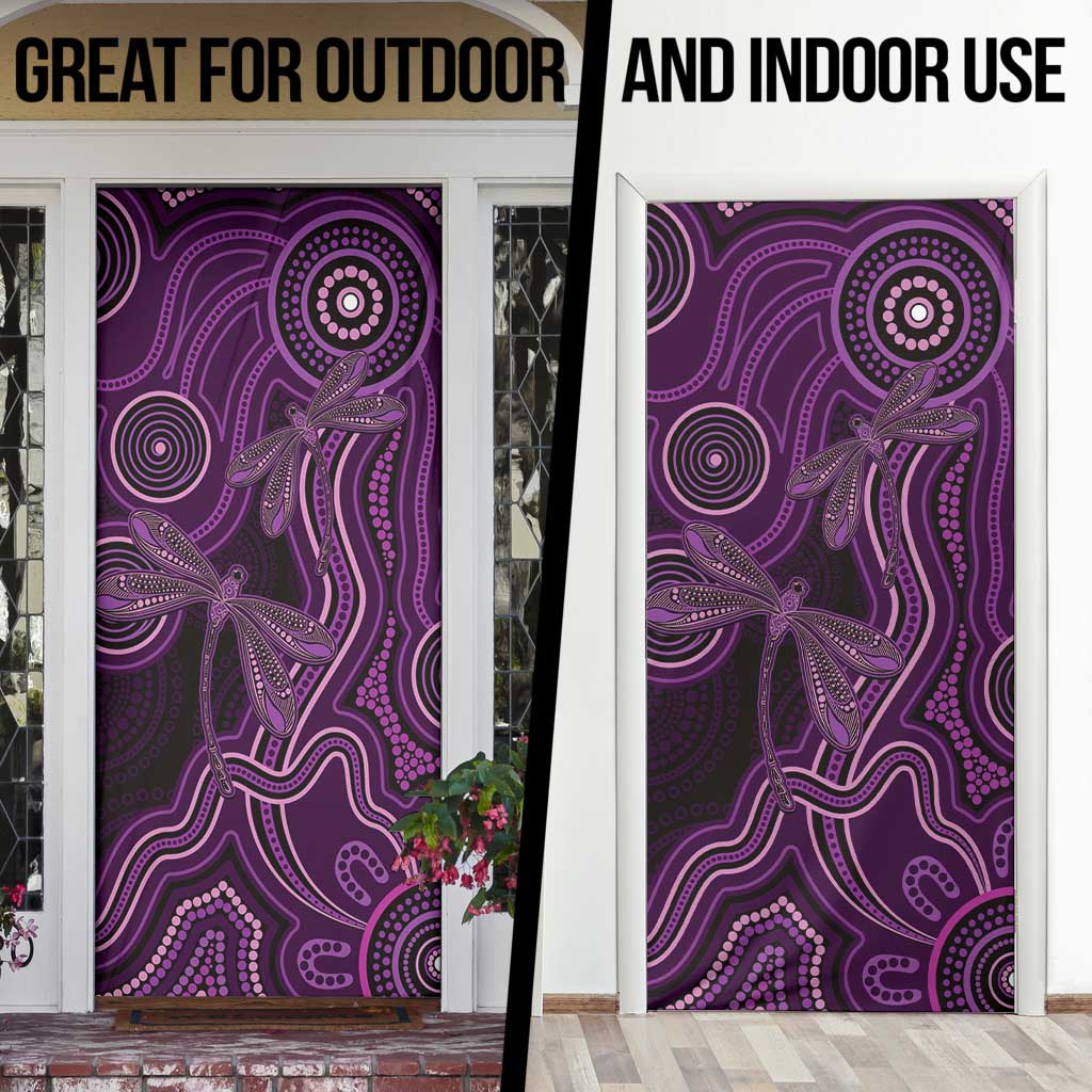 Purple Indigenous Dragonfly Australia Door Cover Aboriginal Art - Aussie Hoodie