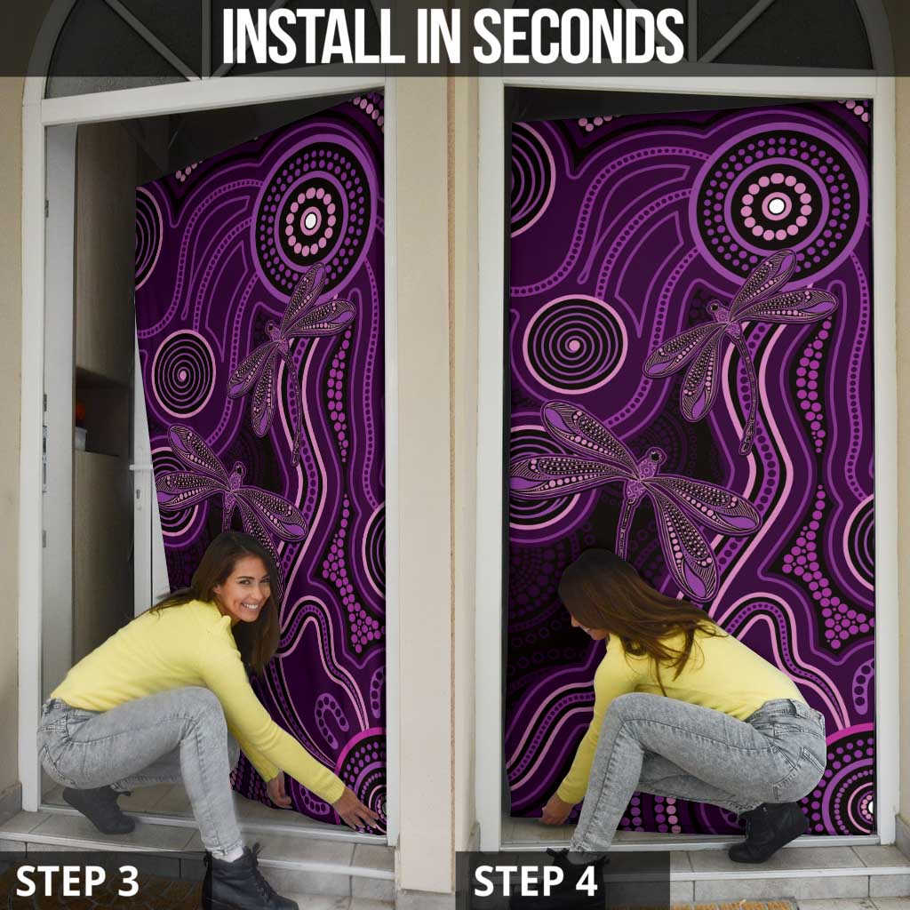 Purple Indigenous Dragonfly Australia Door Cover Aboriginal Art - Aussie Hoodie