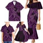 Purple Indigenous Dragonfly Australia Family Matching Mermaid Dress and Hawaiian Shirt Aboriginal Art - Aussie Hoodie