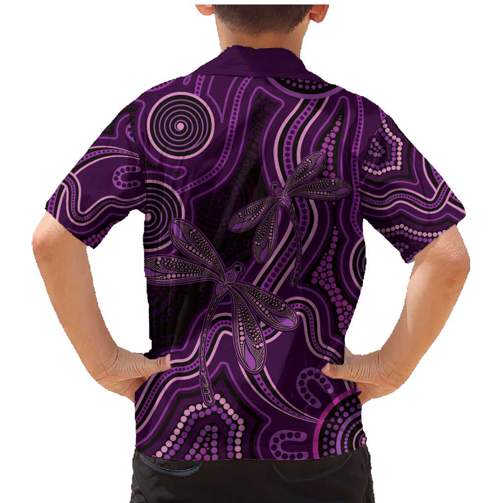 Purple Indigenous Dragonfly Australia Family Matching Mermaid Dress and Hawaiian Shirt Aboriginal Art - Aussie Hoodie