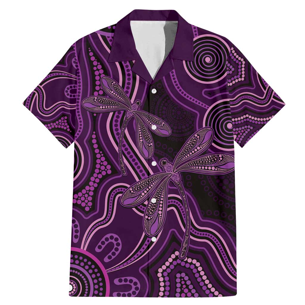 Purple Indigenous Dragonfly Australia Family Matching Mermaid Dress and Hawaiian Shirt Aboriginal Art - Aussie Hoodie