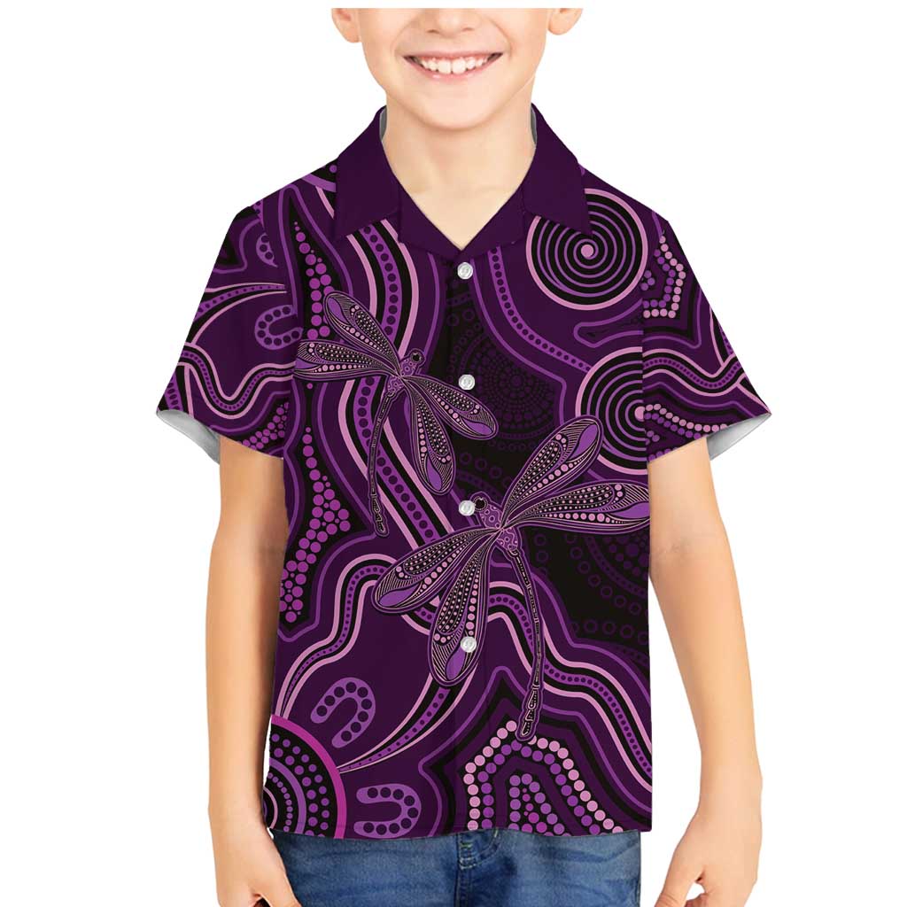Purple Indigenous Dragonfly Australia Family Matching Mermaid Dress and Hawaiian Shirt Aboriginal Art - Aussie Hoodie