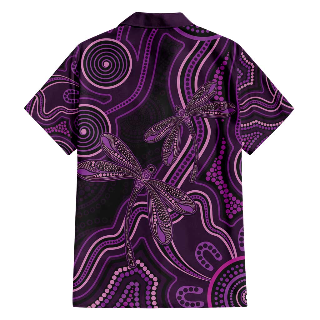 Purple Indigenous Dragonfly Australia Family Matching Off Shoulder Maxi Dress and Hawaiian Shirt Aboriginal Art - Aussie Hoodie