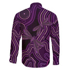 Purple Indigenous Dragonfly Australia Family Matching Off Shoulder Maxi Dress and Hawaiian Shirt Aboriginal Art - Aussie Hoodie