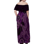 Purple Indigenous Dragonfly Australia Family Matching Off Shoulder Maxi Dress and Hawaiian Shirt Aboriginal Art - Aussie Hoodie