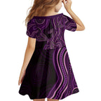 Purple Indigenous Dragonfly Australia Family Matching Off Shoulder Short Dress and Hawaiian Shirt Aboriginal Art - Aussie Hoodie
